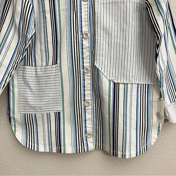Anthropologie Maeve Striped Button Down Shacket Shirt Jacket NEW Size Medium - Picture 8 of 12